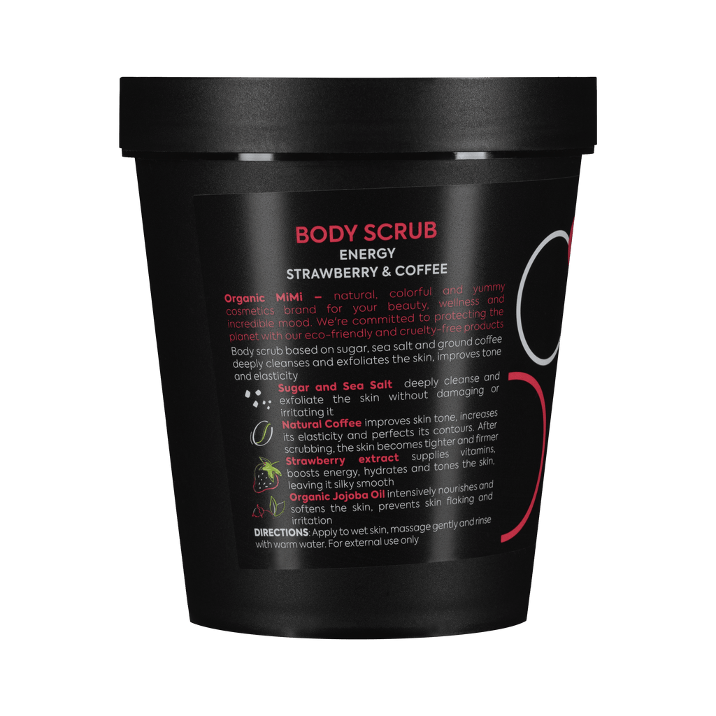 Organic Mimi, Body Scrub Energy Strawberry & Coffee, 250 g