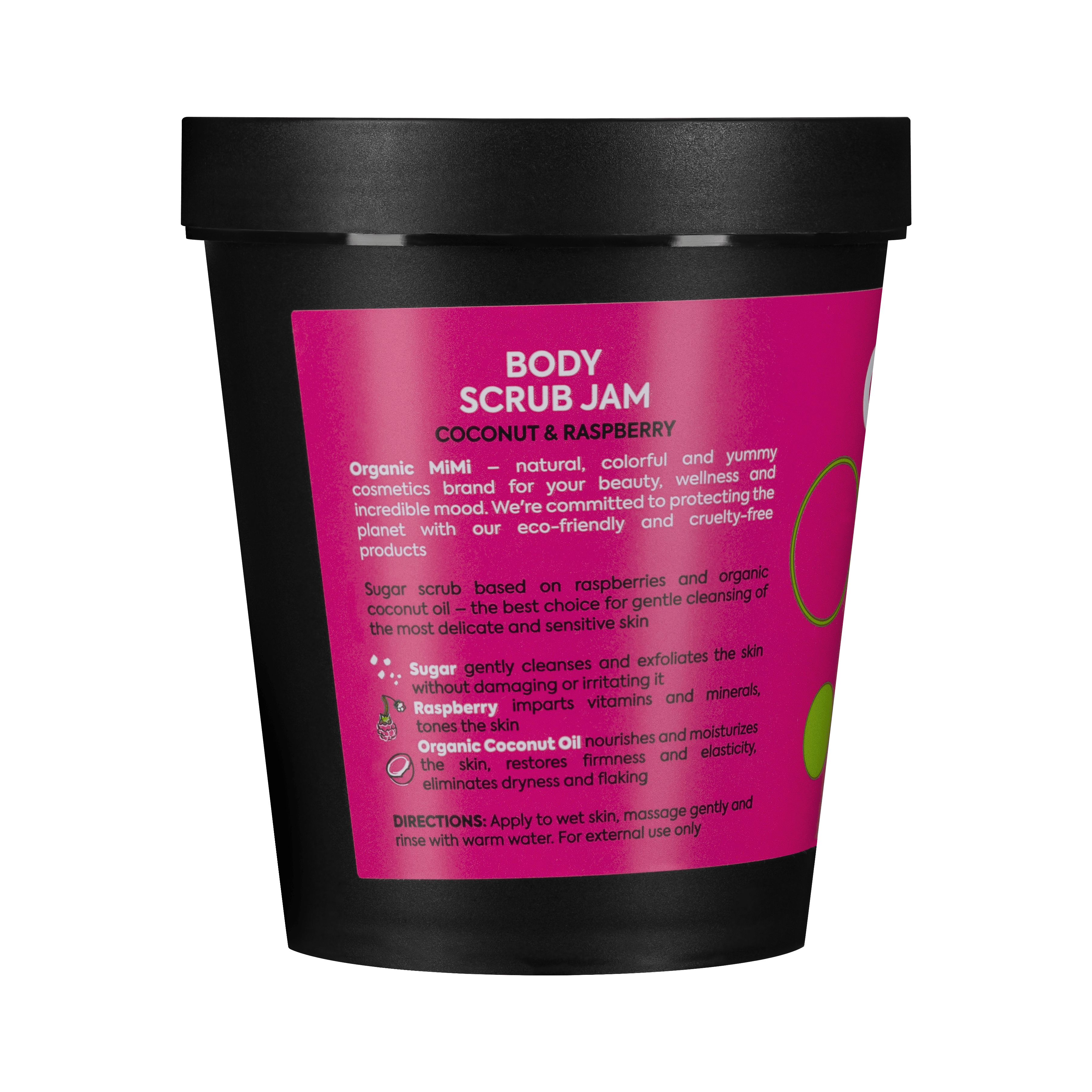 Organic Mimi, Body Scrub Jam Coconut & Raspberry, 250 g