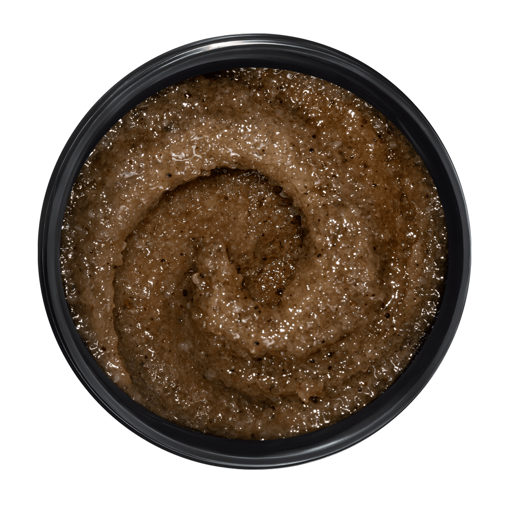 Organic Mimi Lifting Mango & Coffee Body Scrub 250g, natural vegan exfoliating sugar and sea salt scrub with organic mango butter and coffee for smooth, firm, moisturized skin