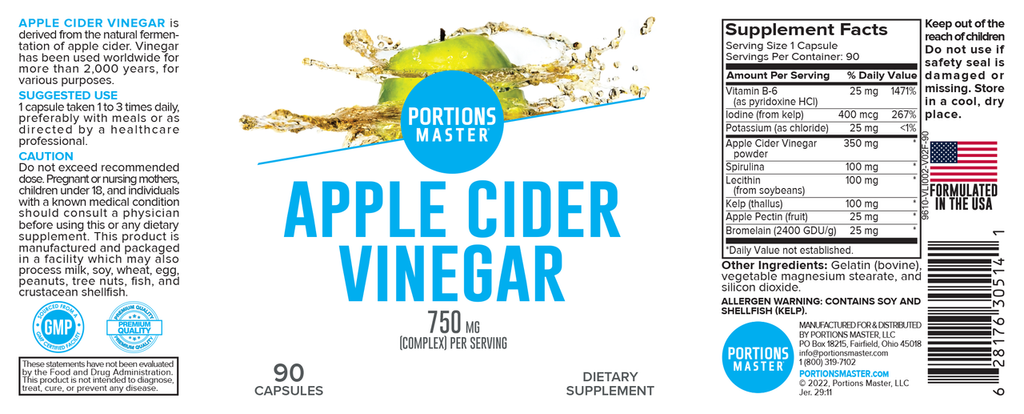 Portions Master Apple Cider Vinegar (90 Count)