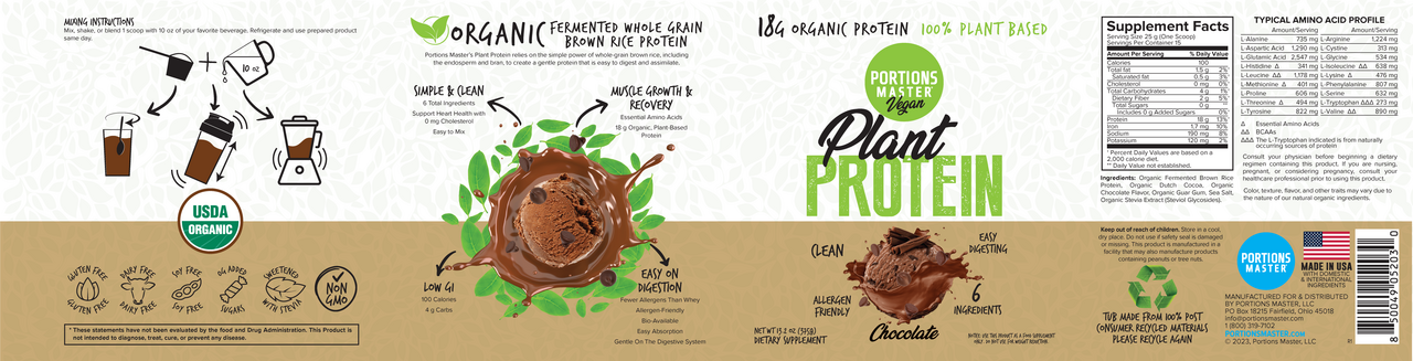 Portions Master Plant Protein Chocolate