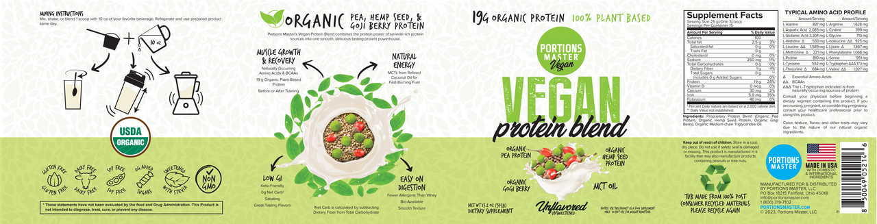 Portions Master Vegan Protein Blend Unflavored