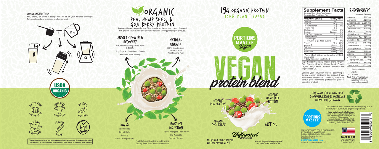 Portions Master Vegan Protein Blend Unflavored
