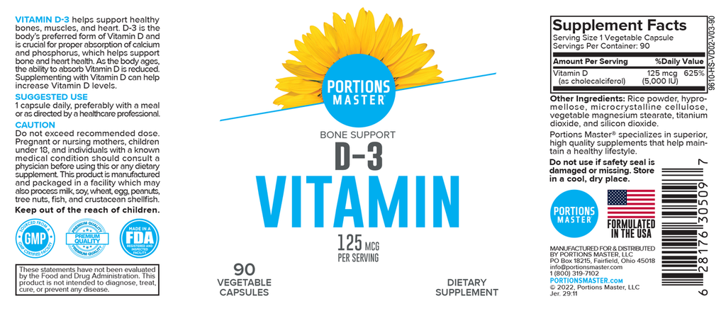Portions Master Vitamin D-3 (90 Count)