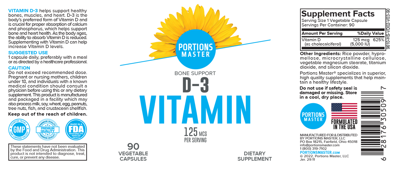 Portions Master Vitamin D-3 (90 Count)