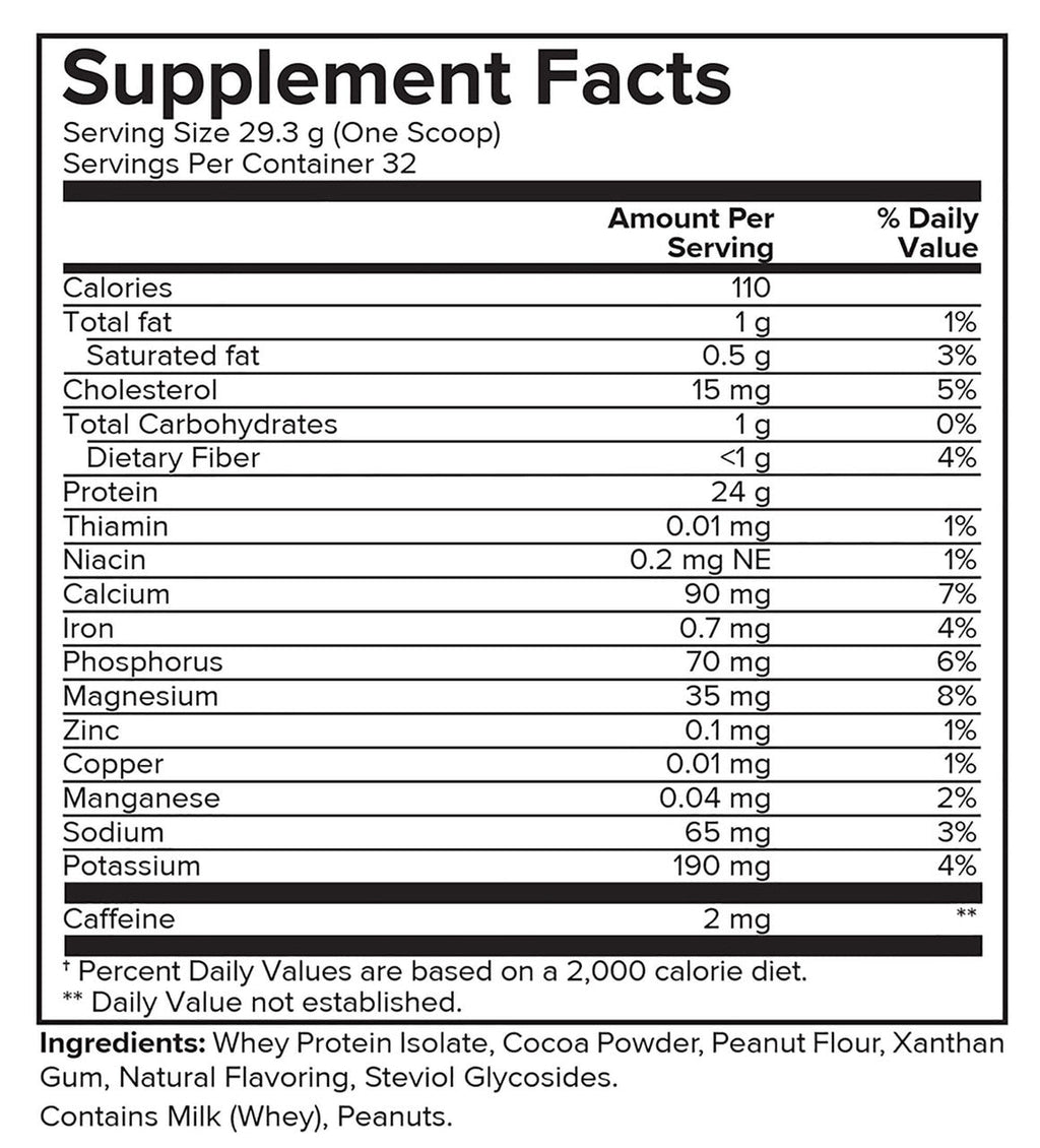 Portions Master Non-GMO Cross-Flow Microfiltration Whey Protein Isolate, Sweetened with Stevia (2 lbs) | Peanut Butter Cup