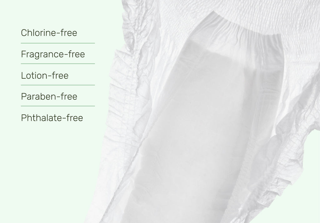 Parasol Recovery Care™ Postpartum Underwear featuring chlorine-free, fragrance-free, lotion-free, paraben-free, and phthalate-free materials with a soft, breathable, highly absorbent design created to support sensitive postpartum skin and comfortable healing after childbirth.