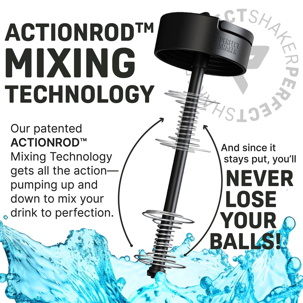 Actionrod mixing technology with text and blue liquid splash