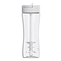 A clear plastic water bottle with a white flip-top lid and a white internal strainer, shown against a plain white background.