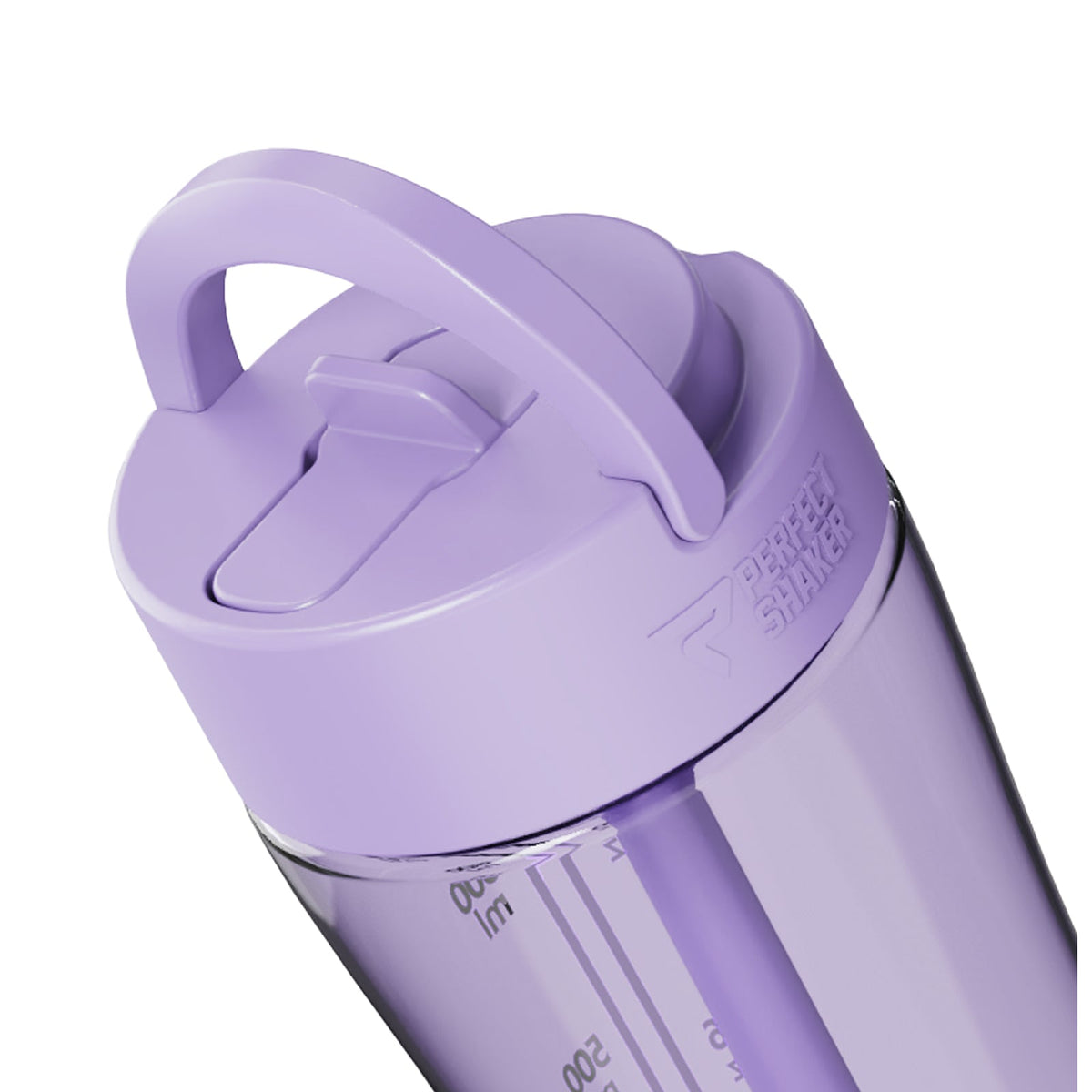 Purple blender bottle with a clear container on a white background