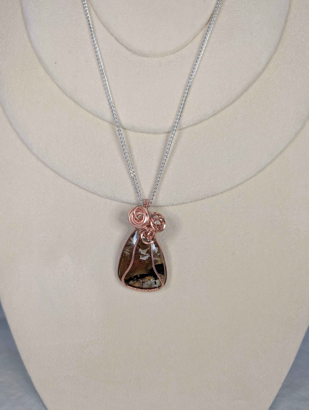 Raw Copper Amber Cabochon Pendant Necklace