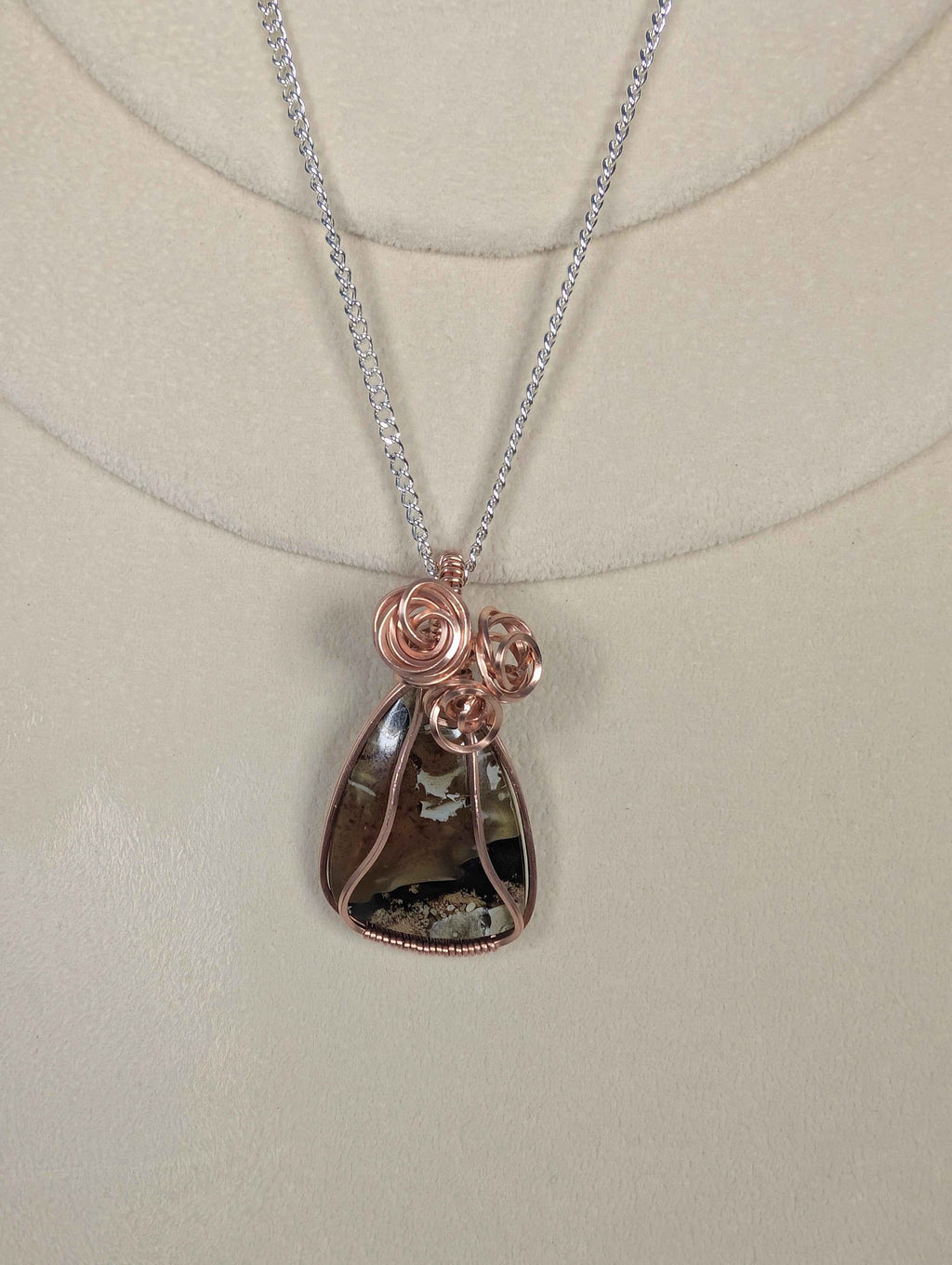 Raw Copper Amber Cabochon Pendant Necklace