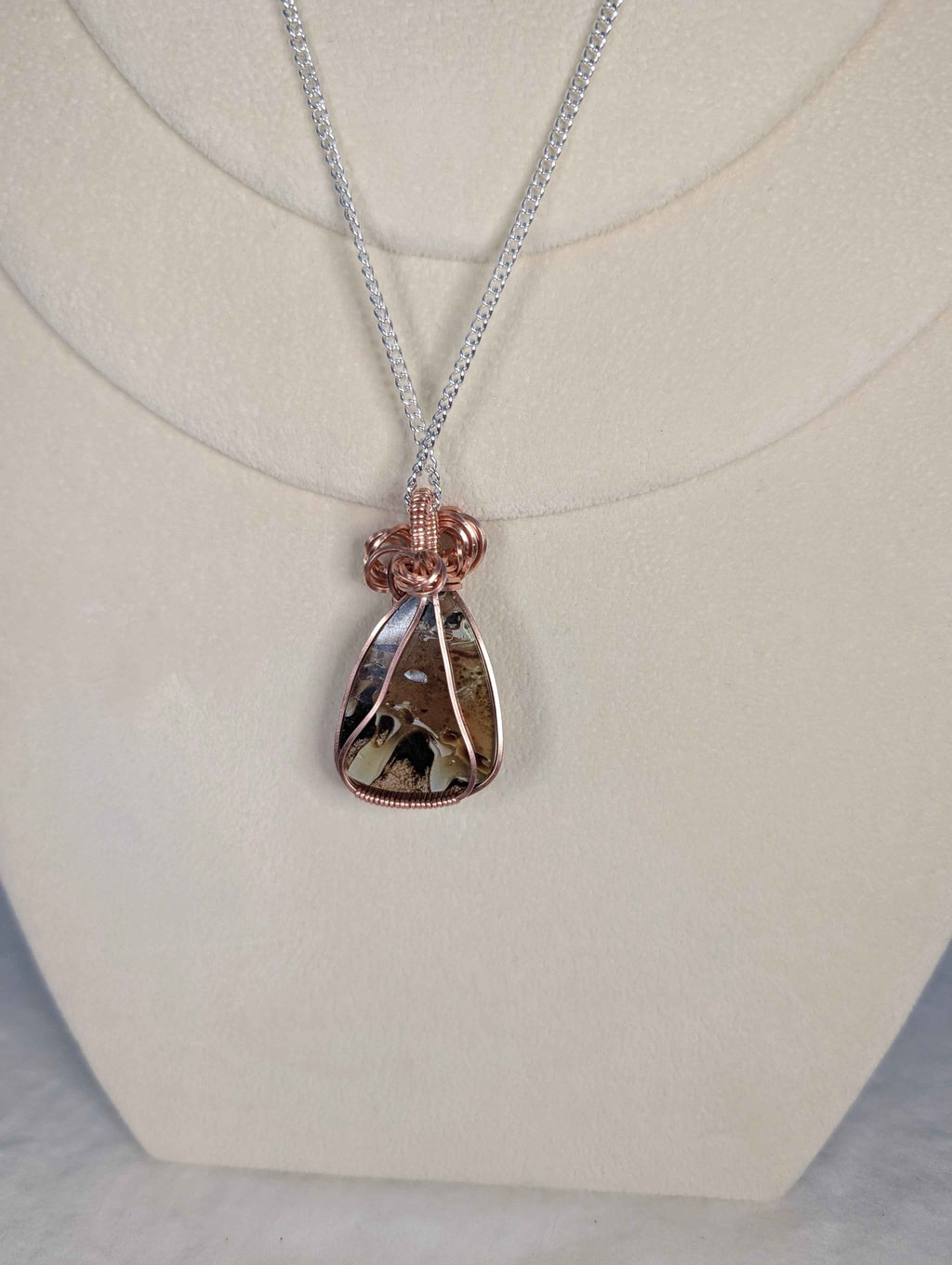 Raw Copper Amber Cabochon Pendant Necklace