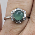 Ring Green Chalcedony Sterling Silver Halo – Calm, Compassion & Emotional Balance