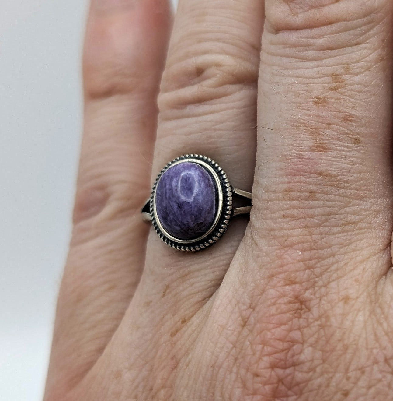 Ring Charoite Sterling Silver– Rare Violet Transformation Stone