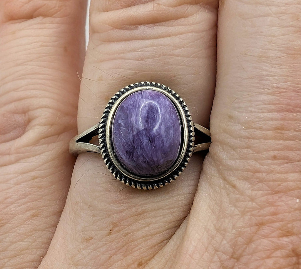 Ring Charoite Sterling Silver– Rare Violet Transformation Stone