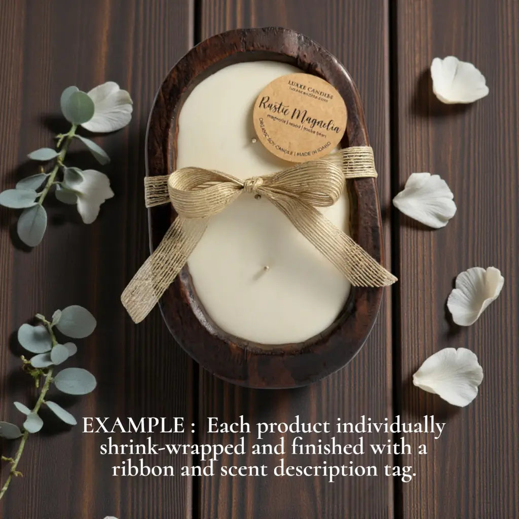 Lavender Candle in Hand-carved Bowl | Organic Soy Candle