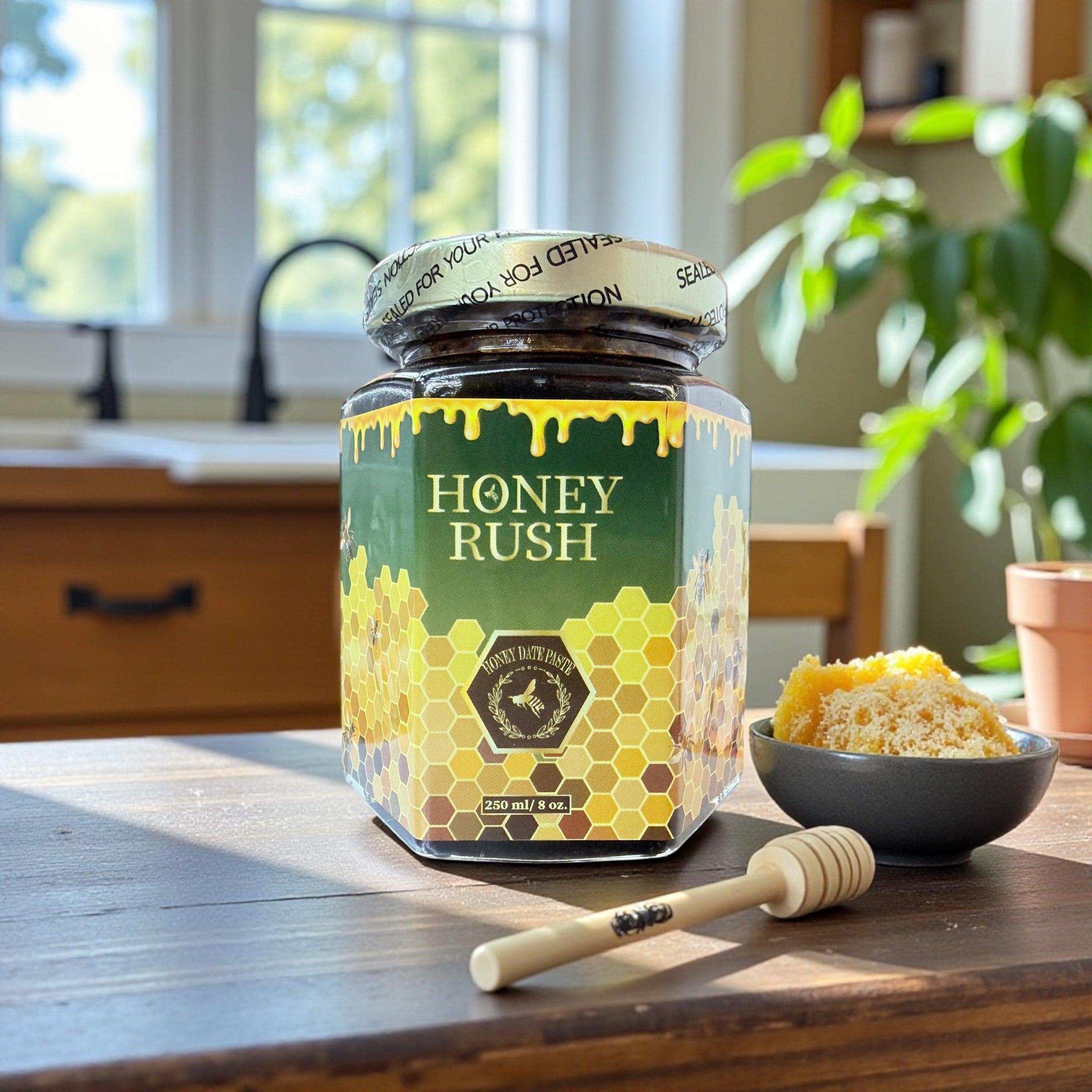 HONEY RUSH Artisan Honey - Energy  Support (8 OUNCES) honey jar
