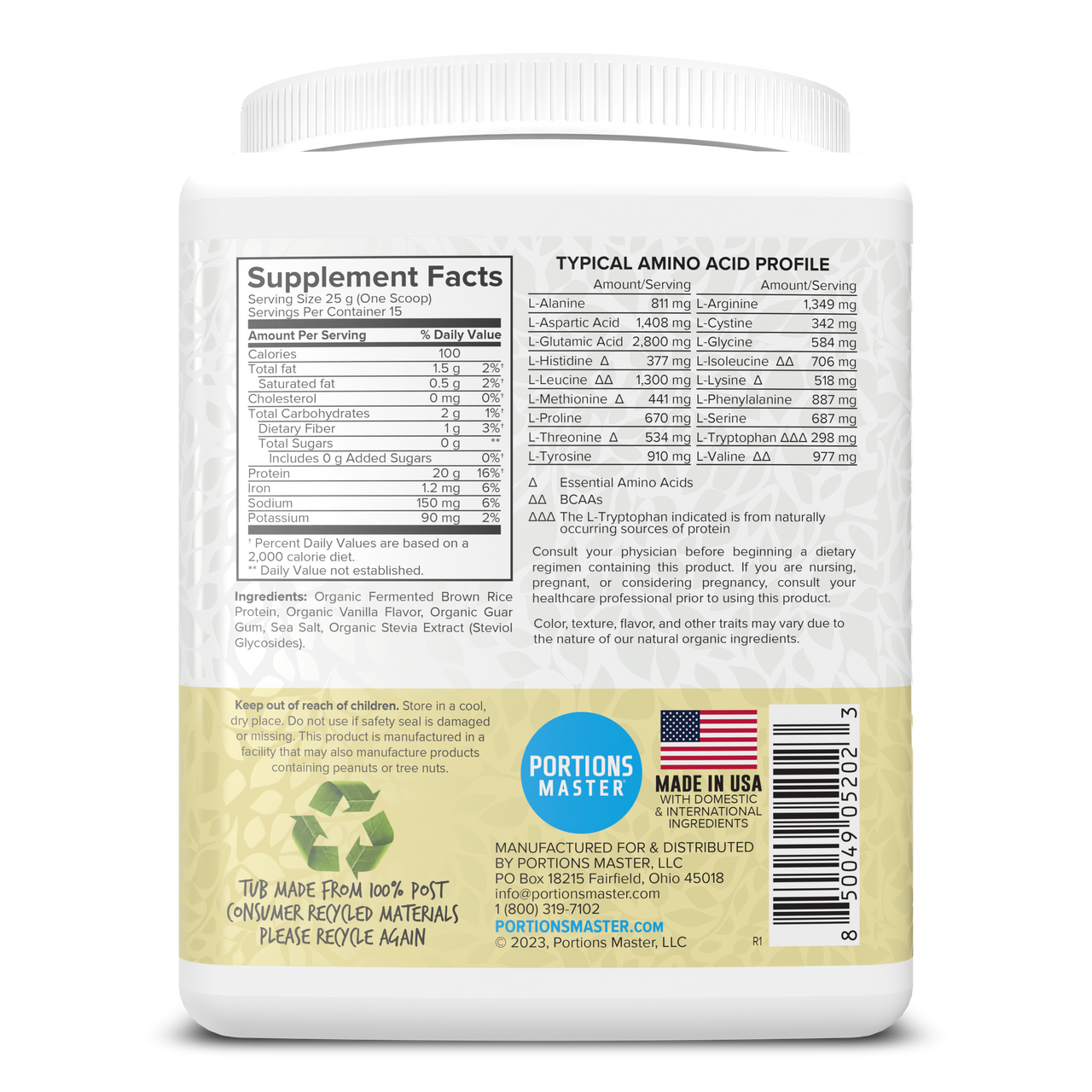 Portions Master Plant Protein Vanilla