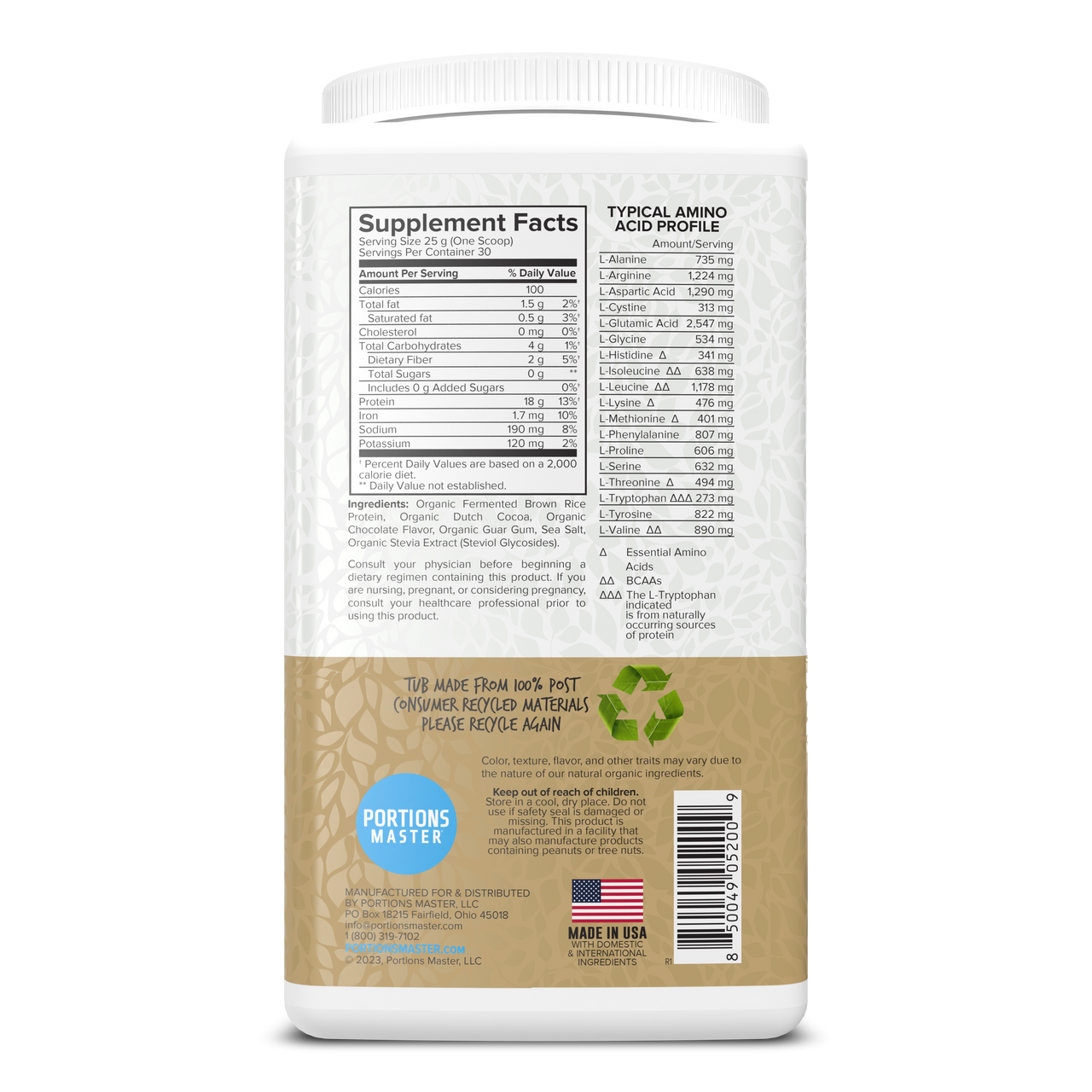 Portions Master Plant Protein Chocolate