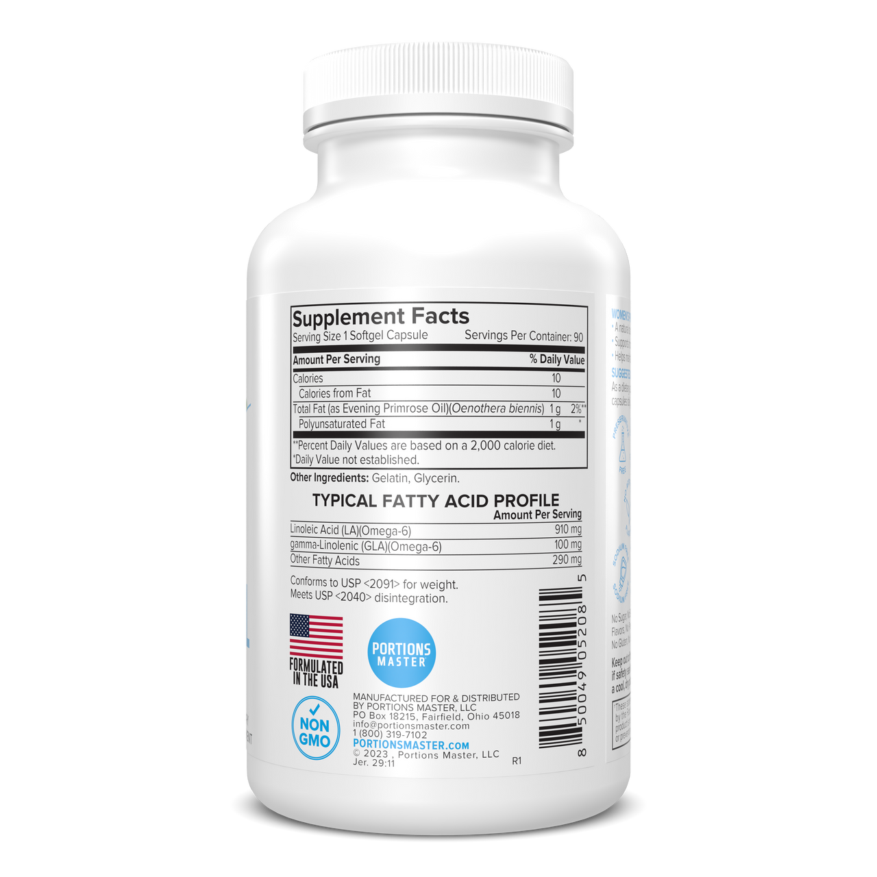 Portions Master Women's Primrose Oil Skin & Hormonal Health (90 Count)