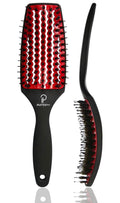INATEKPRO Curved Vented Boar Bristle Detangler Brush - RED | MEDIUM