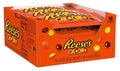 REESE'S Pieces Single Serve Bags 18-Pack display box featuring individually wrapped peanut butter candy coated in crunchy candy shells with bright orange Reese's branding. Bulk Box REESE'S Pieces Single Serve Bags Bulk Buy – 18 Pack Peanut Butter Candy