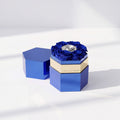 One in a Million™ Mirror Blue Hexagon Box | Dark Blue & Silver Roses