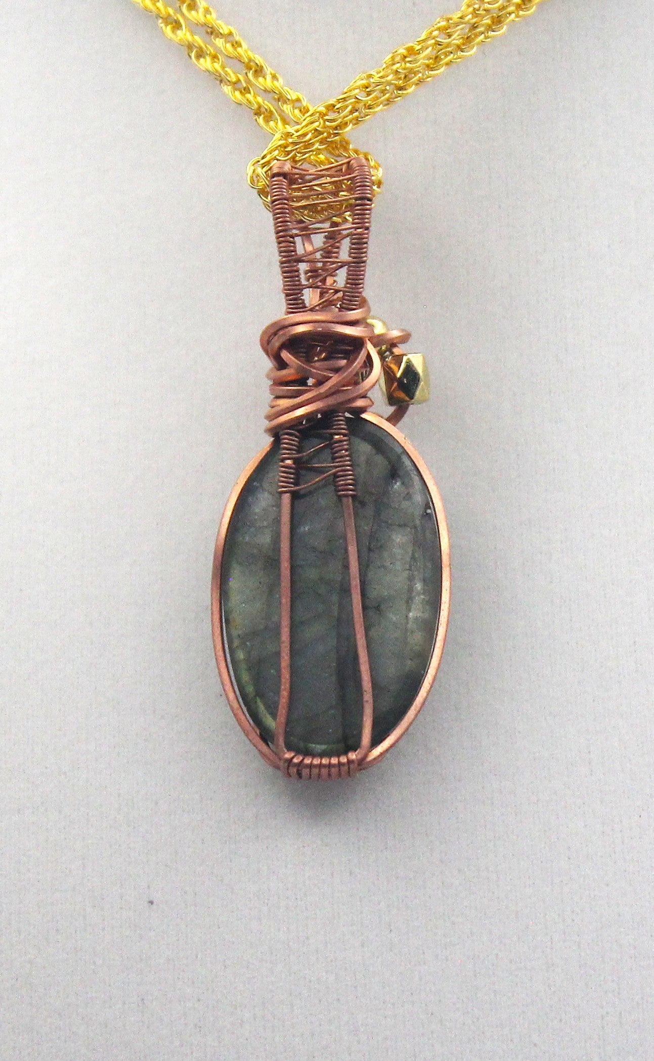 Raw Copper Labradorite Beaded Pendant Necklace