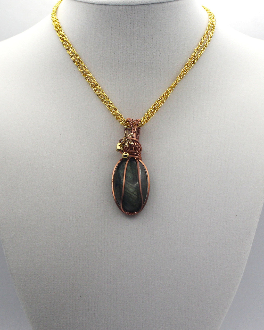 Raw Copper Labradorite Beaded Pendant Necklace