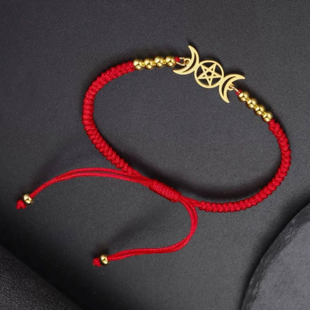 Triple Moon Pentacle Adjustable Bracelet