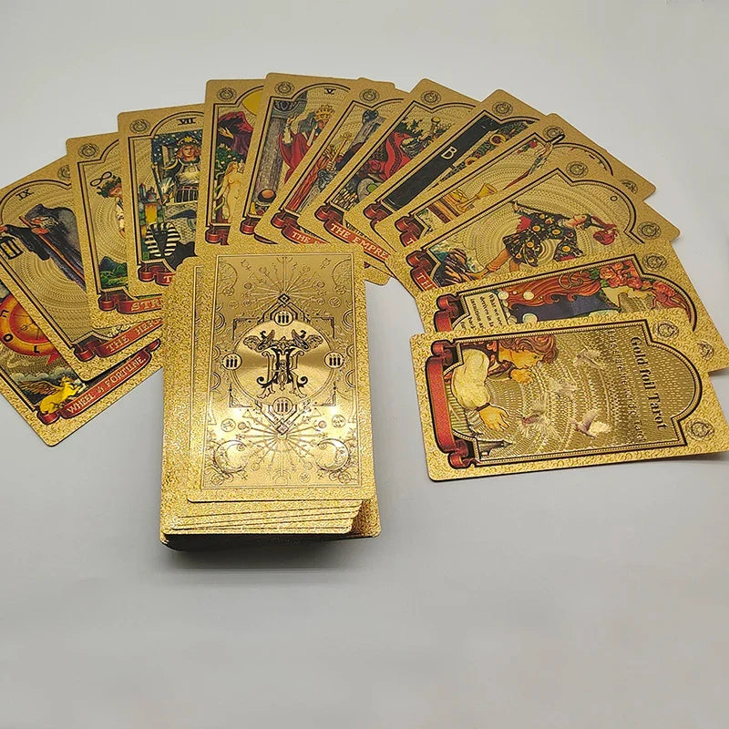 Exquisite Gold Foil Tarot Waterproof Divination Cards Astrological Board Games With Booklet In Ukrainian Language
