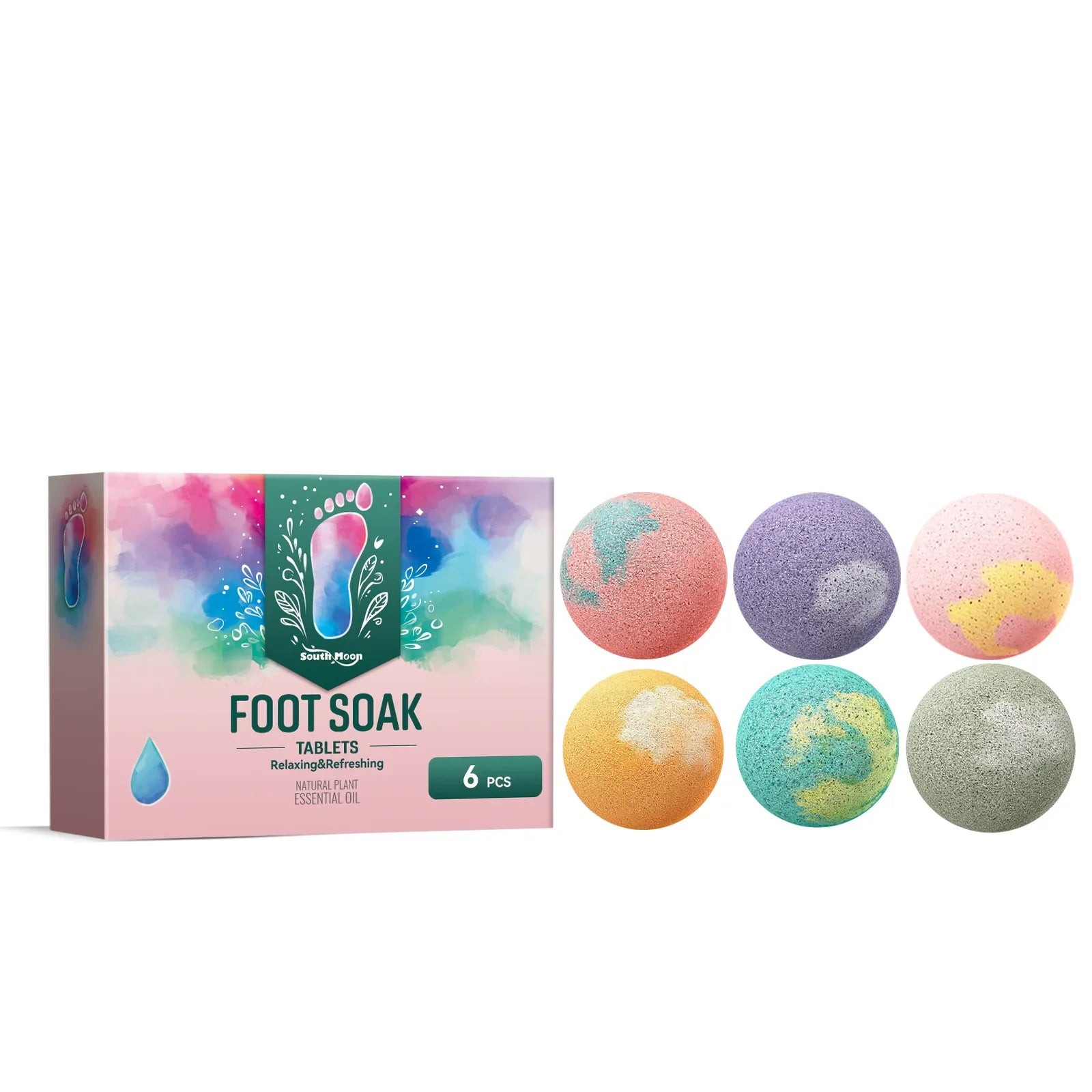 South Moon Foot Soak Tablet Relieve Fatigue Warmth Foot Soaking Promote Circulation Soften Cuticle Herbal Extract Feet Bath Ball