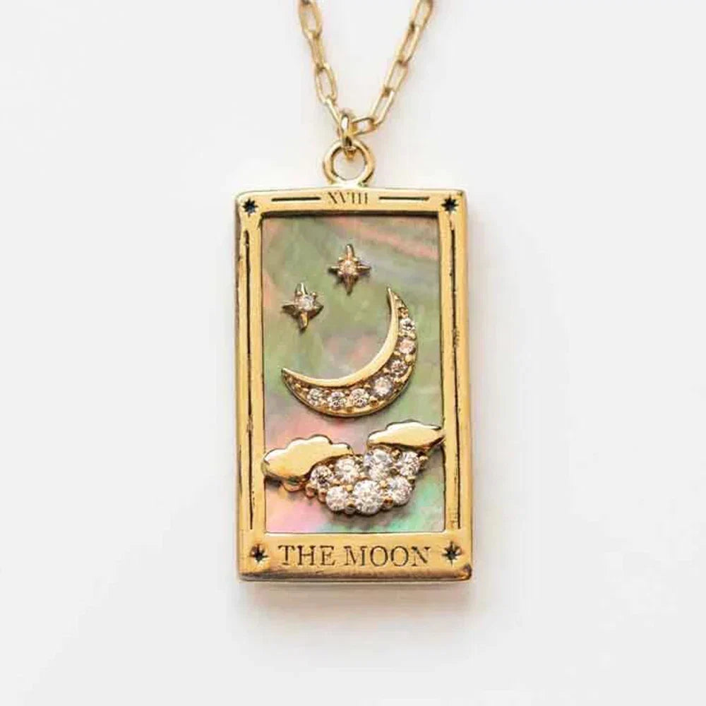 1Pcs Necklace Creative Pendant Tarot Card Elements Sun Star Moon Knight Necklace Pendant Fashion Trendy Accessories