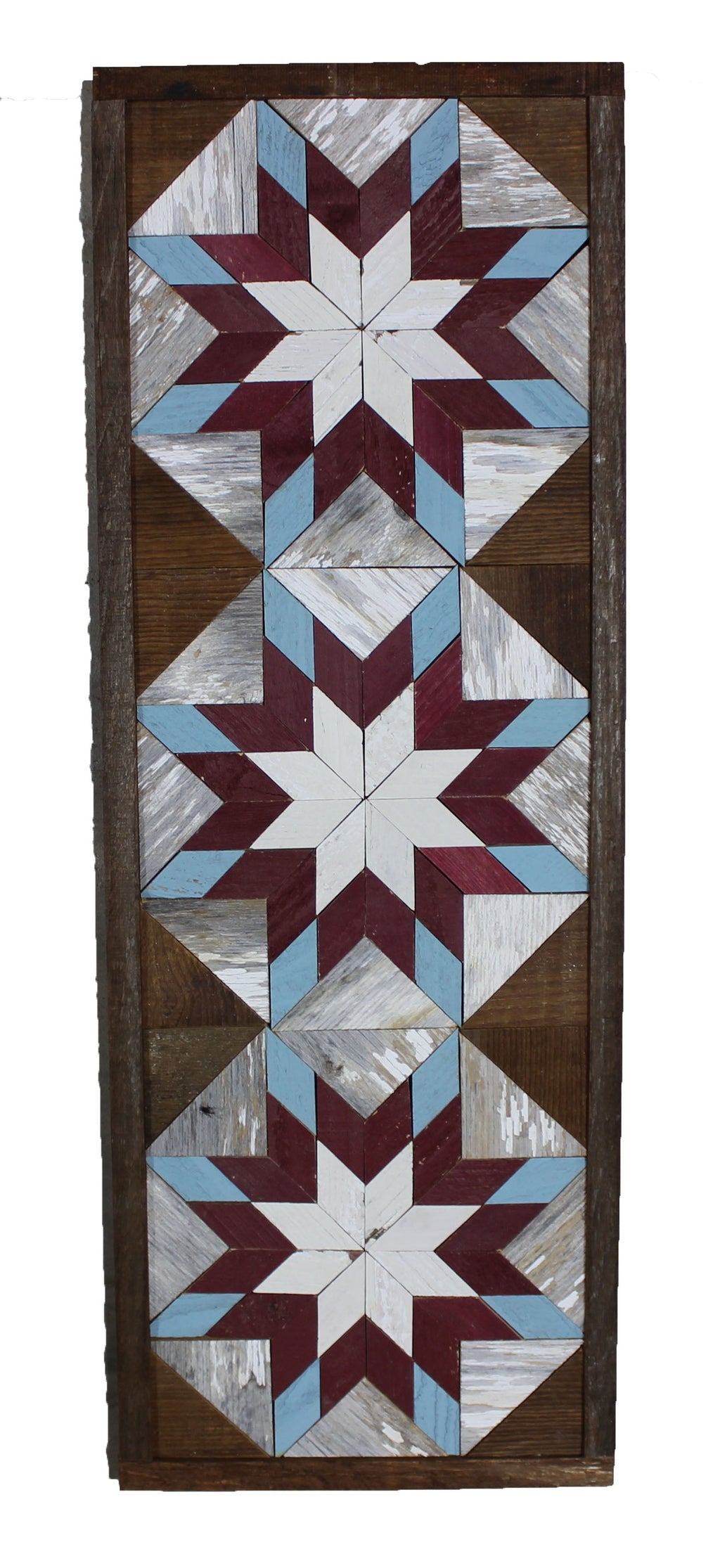 Handmade Amish Barn Quilt Banner Wall Art – 10.5in x 30in Reclaimed Wood Mosaic