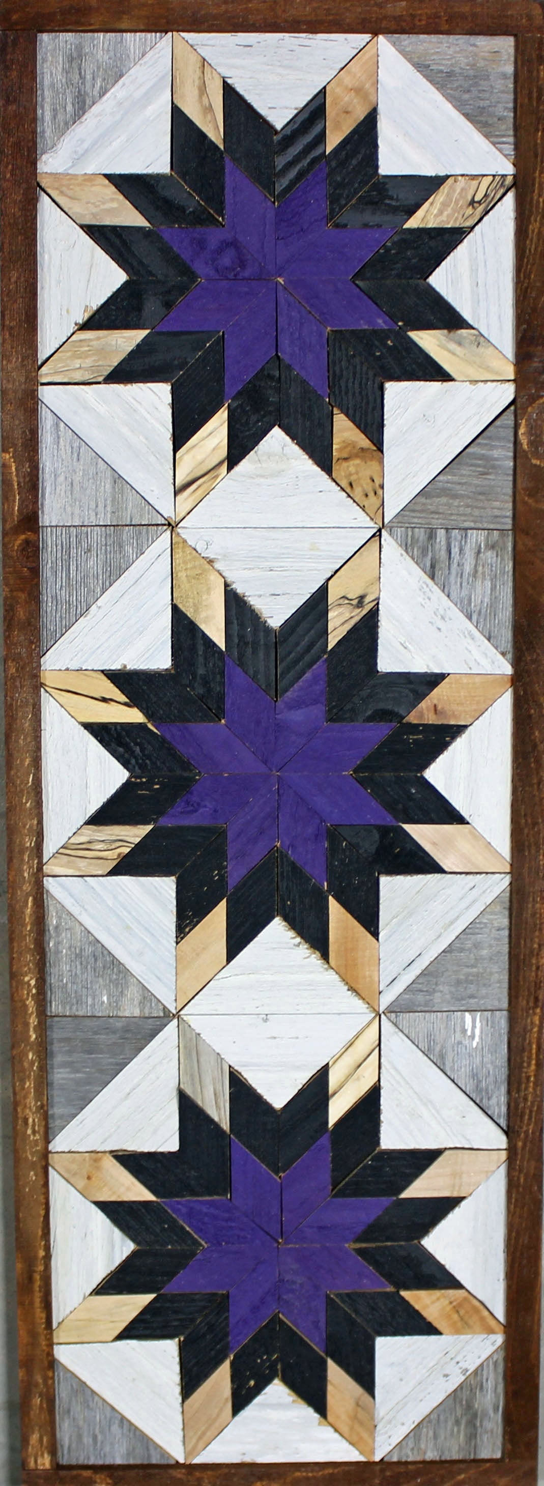 Handmade Amish Barn Quilt Banner Wall Art – 10.5in x 30in Reclaimed Wood Mosaic