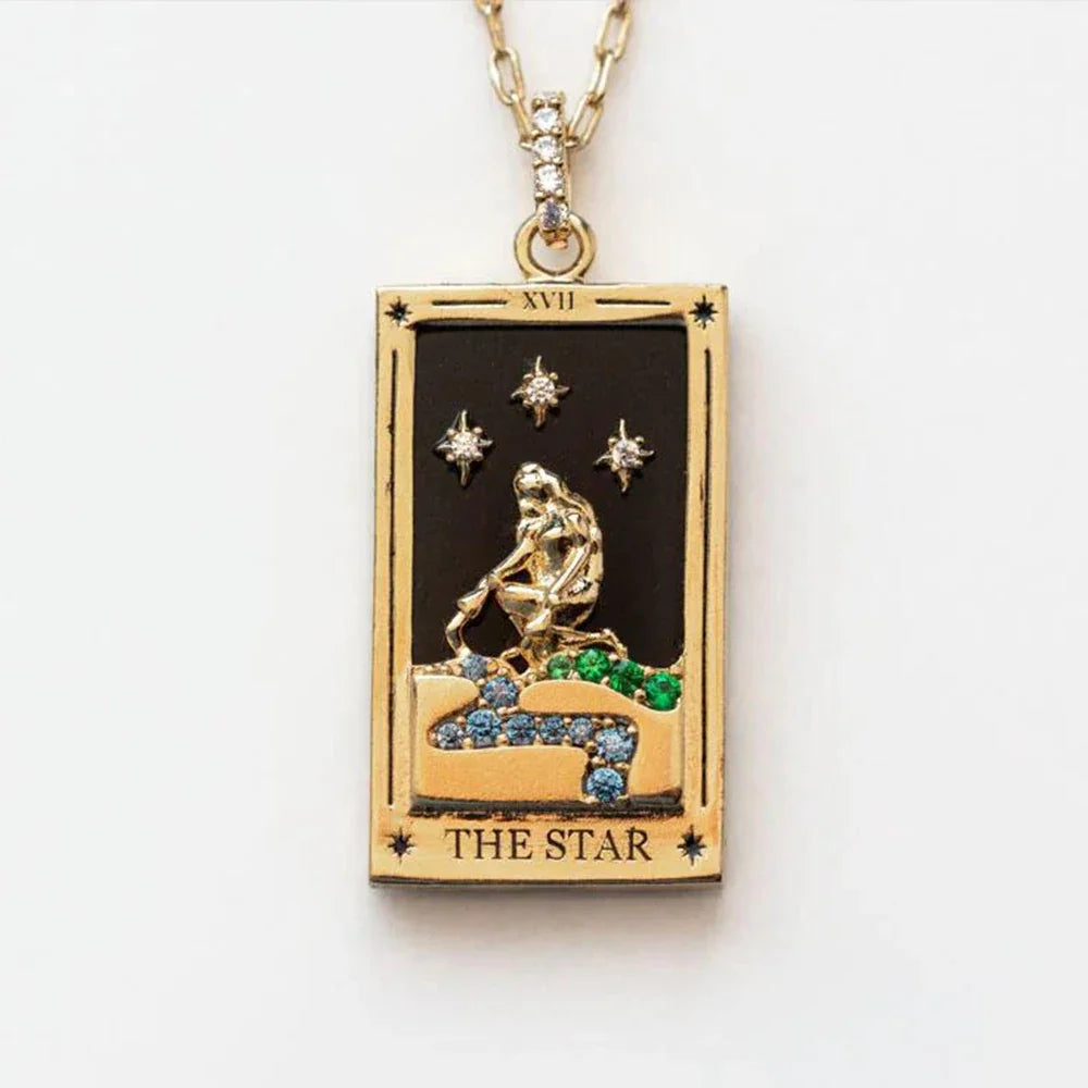 1Pcs Necklace Creative Pendant Tarot Card Elements Sun Star Moon Knight Necklace Pendant Fashion Trendy Accessories