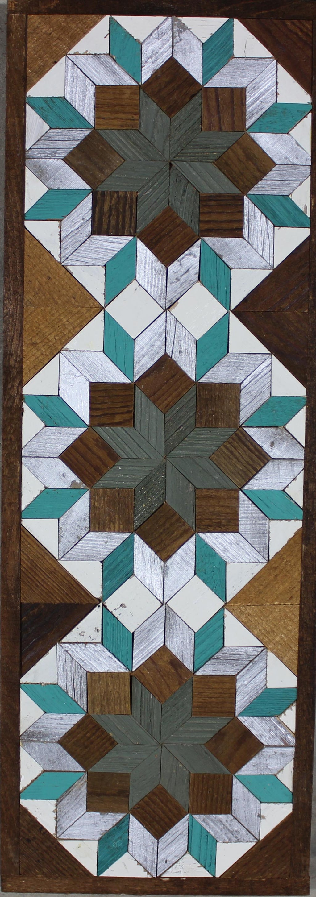 Handmade Amish Barn Quilt Banner Wall Art – 10.5in x 30in Reclaimed Wood Mosaic
