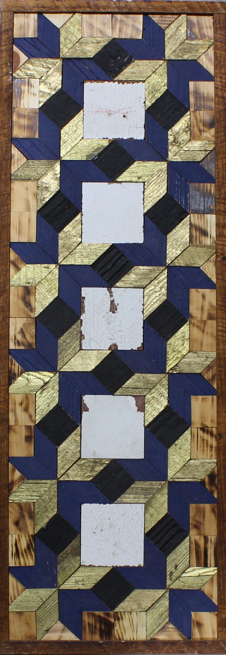 Handmade Amish Barn Quilt Banner Wall Art – 10.5in x 30in Reclaimed Wood Mosaic