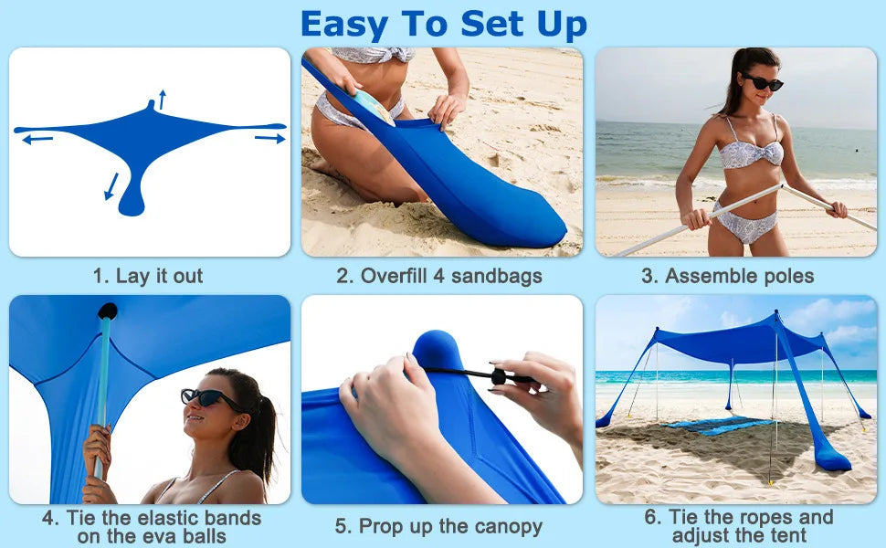 Outdoor Canopy Tent For Lawn And Beach Portable Camping Shelter