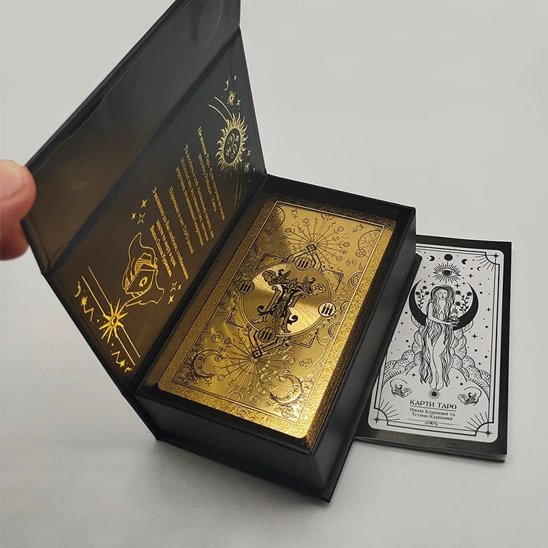 Exquisite Gold Foil Tarot Waterproof Divination Cards Astrological Board Games With Booklet In Ukrainian Language