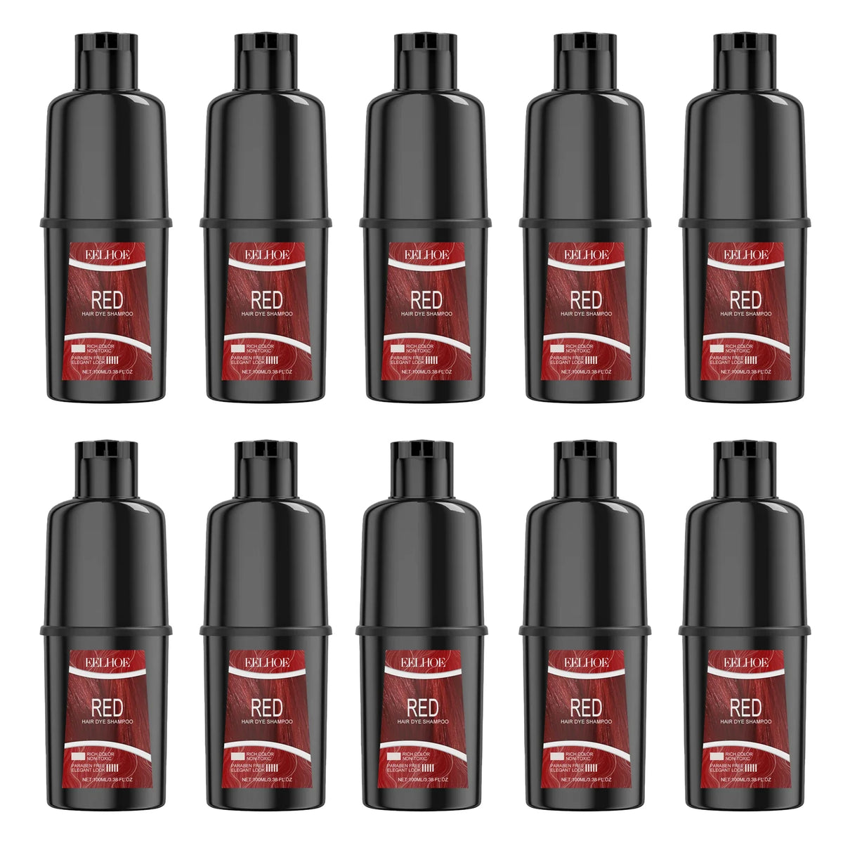EELHOE 100ml Red Hair Color Shampoo Herbal Extracts Nourishing Care Long-Lasting Color Gentle Healthy Dyeing for All Hair Types