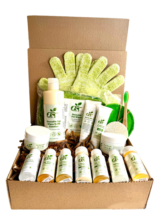 ReNewedPet 4-Hairless Pets Ultimate Grooming Kit with natural shampoo, conditioner, skincare, grooming gloves and pet care essentials