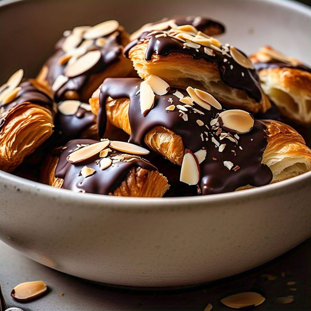 Andy Anand Sugar Free Dark Chocolate Almond Croissants Cake, 10 Pcs - 2 lbs. Handcrafted Guilt-Free Treats with Rich Chocolate Filling Inside and Crunchy Toasted Almond Topping