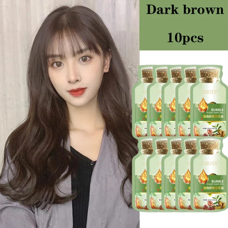 Pure Natural Herbal Hair Dye Shampoo Change Hair Color Cover Gray Hair White Hair Treatment Bubble Plant Hair Dye Hair Care