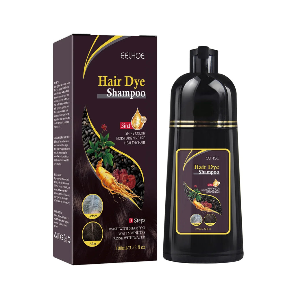 100ML Magic Natural Herbal Hair Dye Shampoo 3 in 1 Hair Color Shampoo for Gary Hair Dark Brown Black Women & Men Grey Coverage