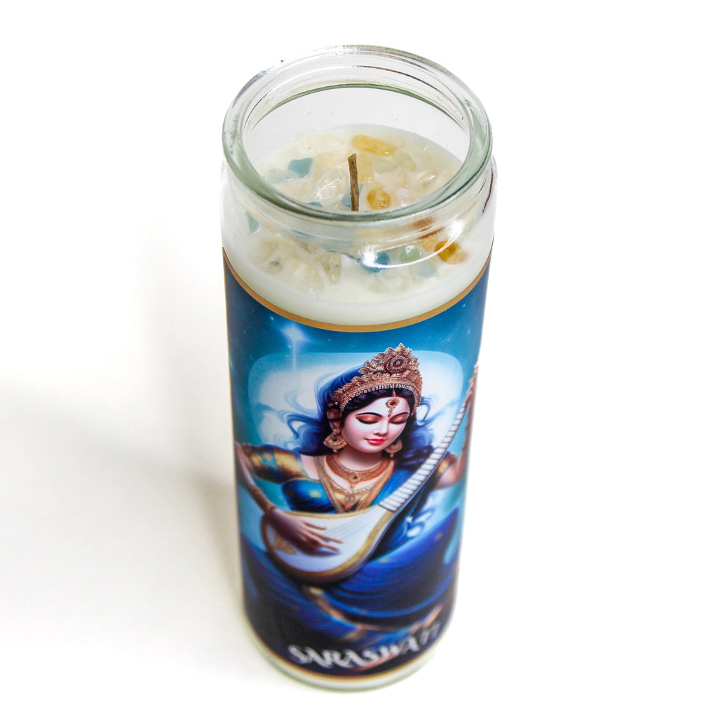 Saraswati Crystal Altar Candle
