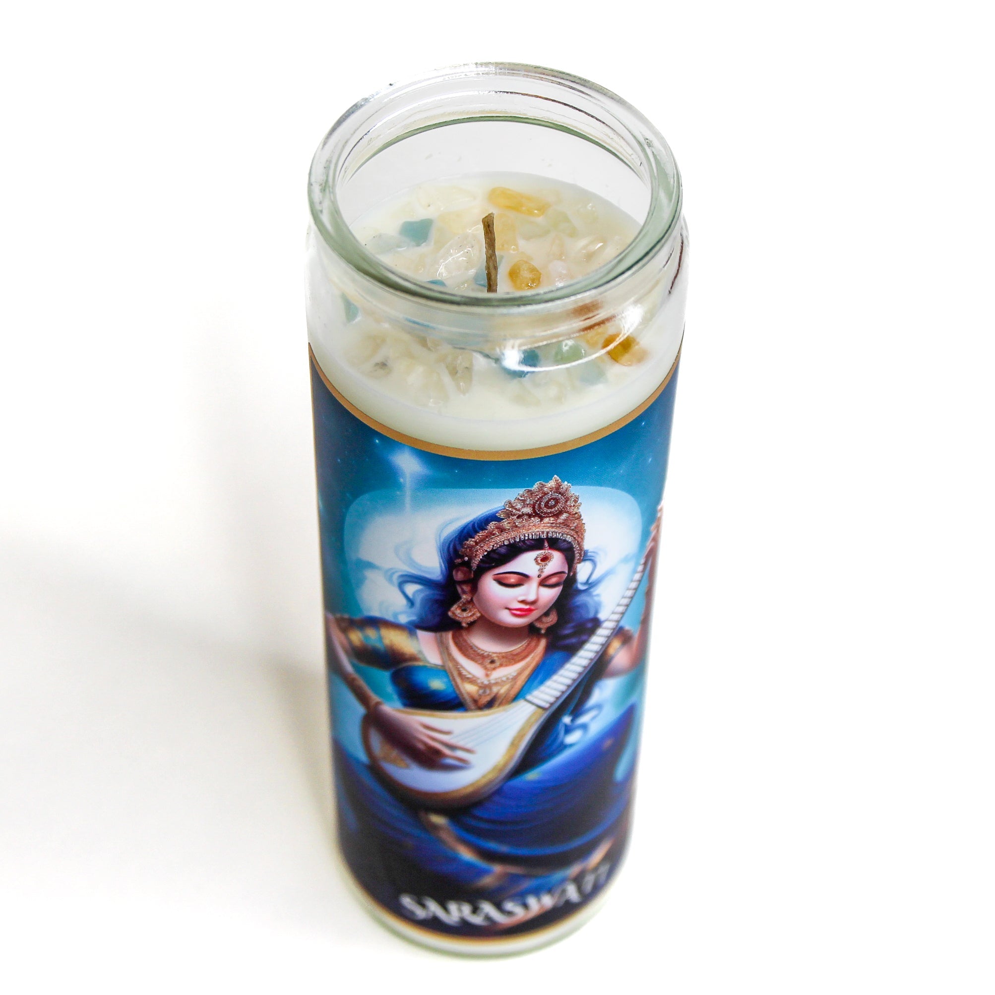 Saraswati Crystal Altar Candle