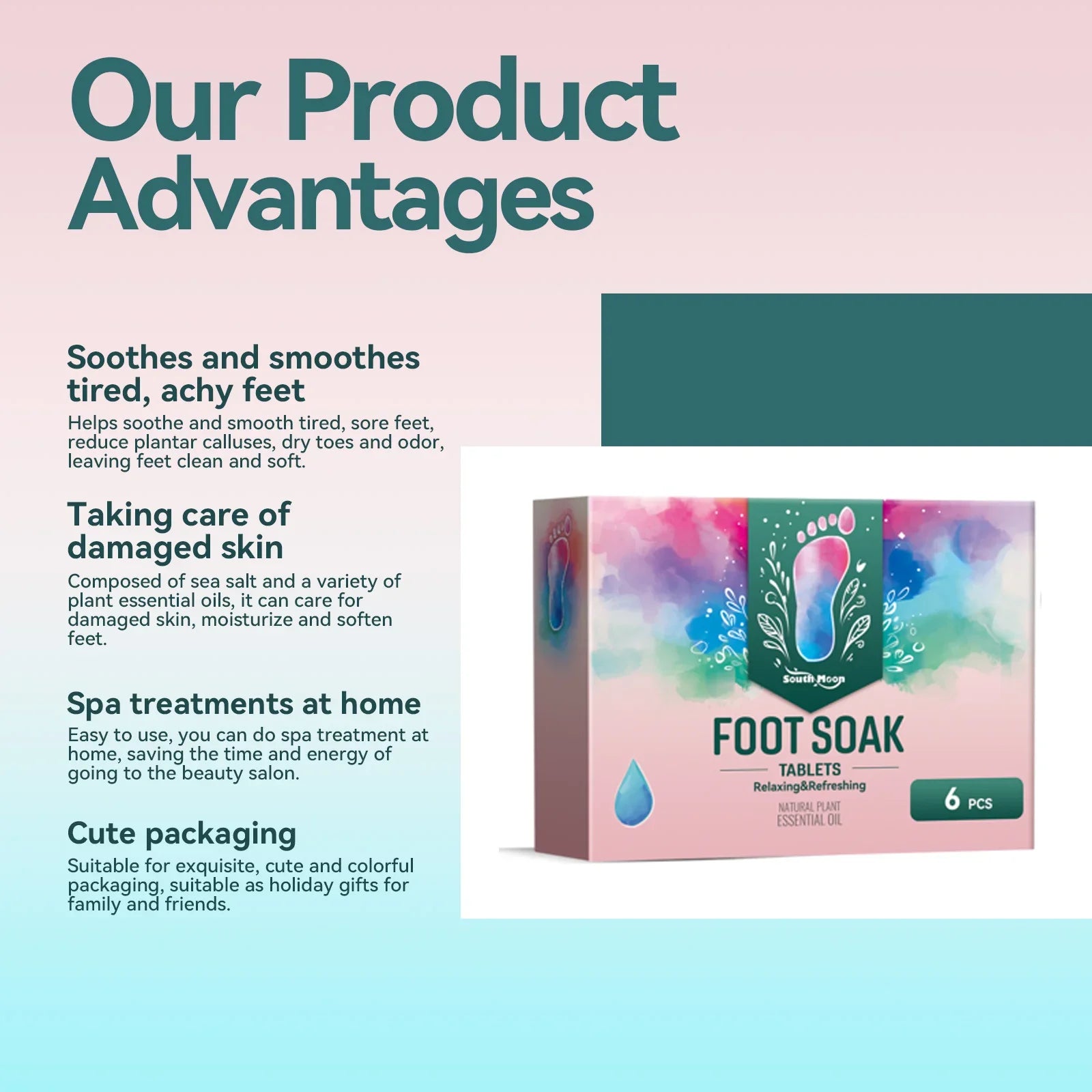 South Moon Foot Soak Tablet Relieve Fatigue Warmth Foot Soaking Promote Circulation Soften Cuticle Herbal Extract Feet Bath Ball