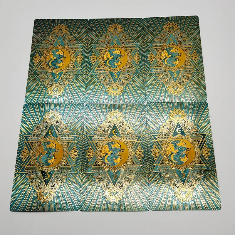 New Gold Tarot Cards Beautiful Waterproof Deck Mystery Board Game Colorful Divination Oracle With Gift Box